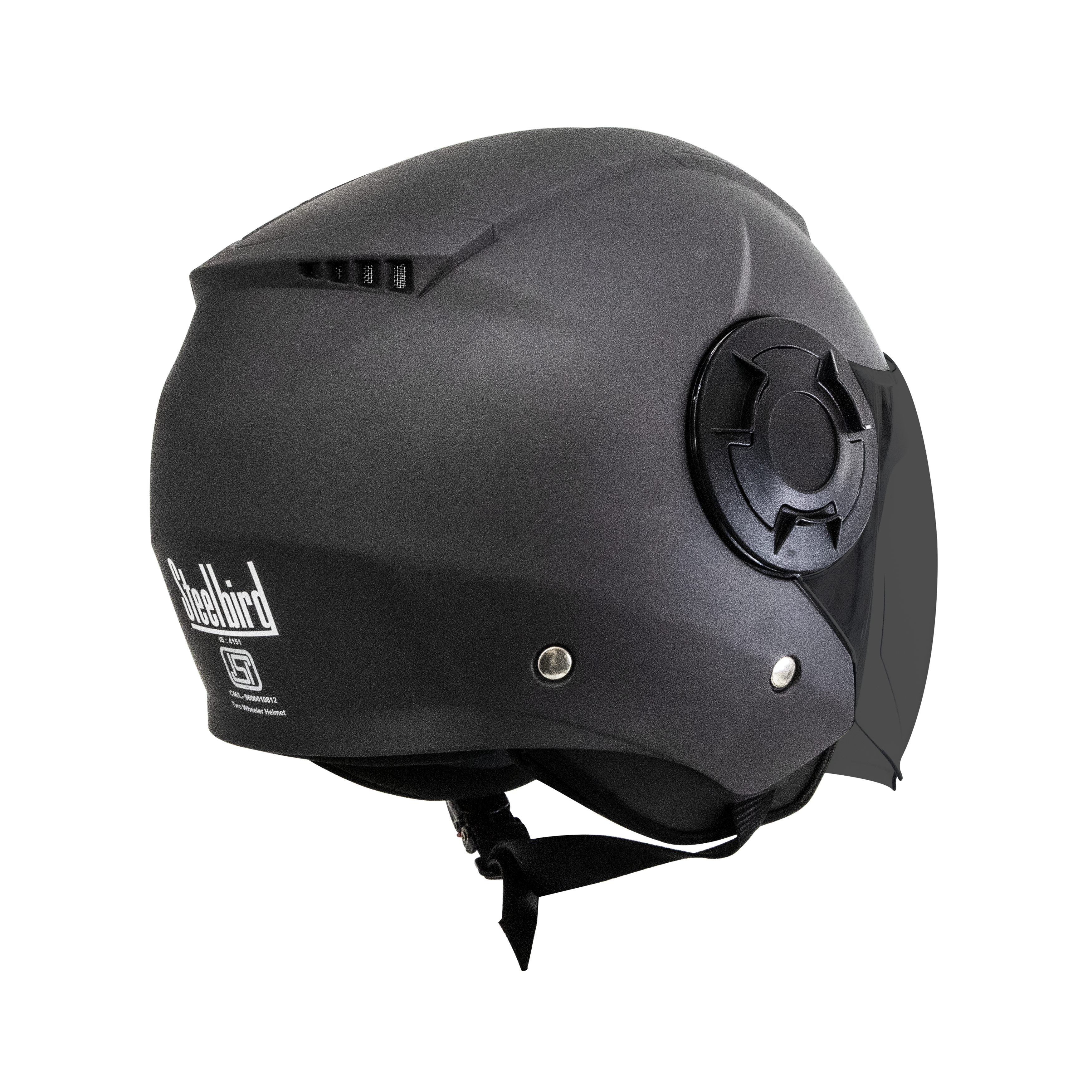 Steelbird Baron Open Face Helmet , ISI Certified Helmet (Matt H.Grey With Smoke Visor)